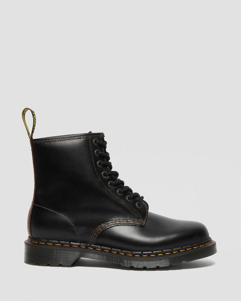 Dr Martens 1460 Men's Abruzzo Leren Veterlaarzen Heren Zwart Bruin | NL 291ILH